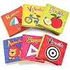 TOP BRIGHT Babyboekjes vanaf 6 Maanden – Stoffen Boeken voor Baby’s – Baby Knisper Voelboekje, 6 Stuks – Waterdicht…