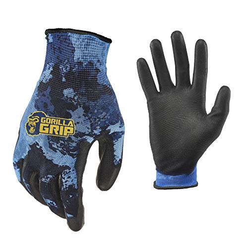 Gorilla Grip Work Gloves with Grip, All Purpose Gloves for Fishing, Outdoor Work, and Automotive Work | Color: Veil Aqueous| Size: Large