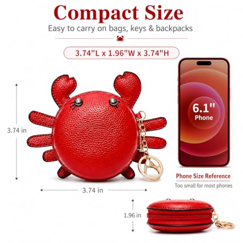 Image of QZUnique Women's PU Leather Crab Shape Pendant Purse Mini Bag Key Chain