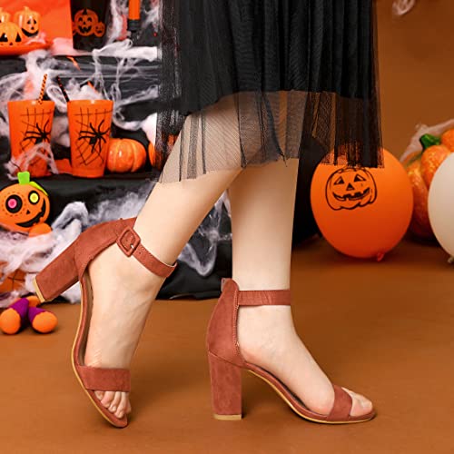 Image of Allegra K Women's Open Toe Chunky High Heel Buckle Ankle Strap Sandals