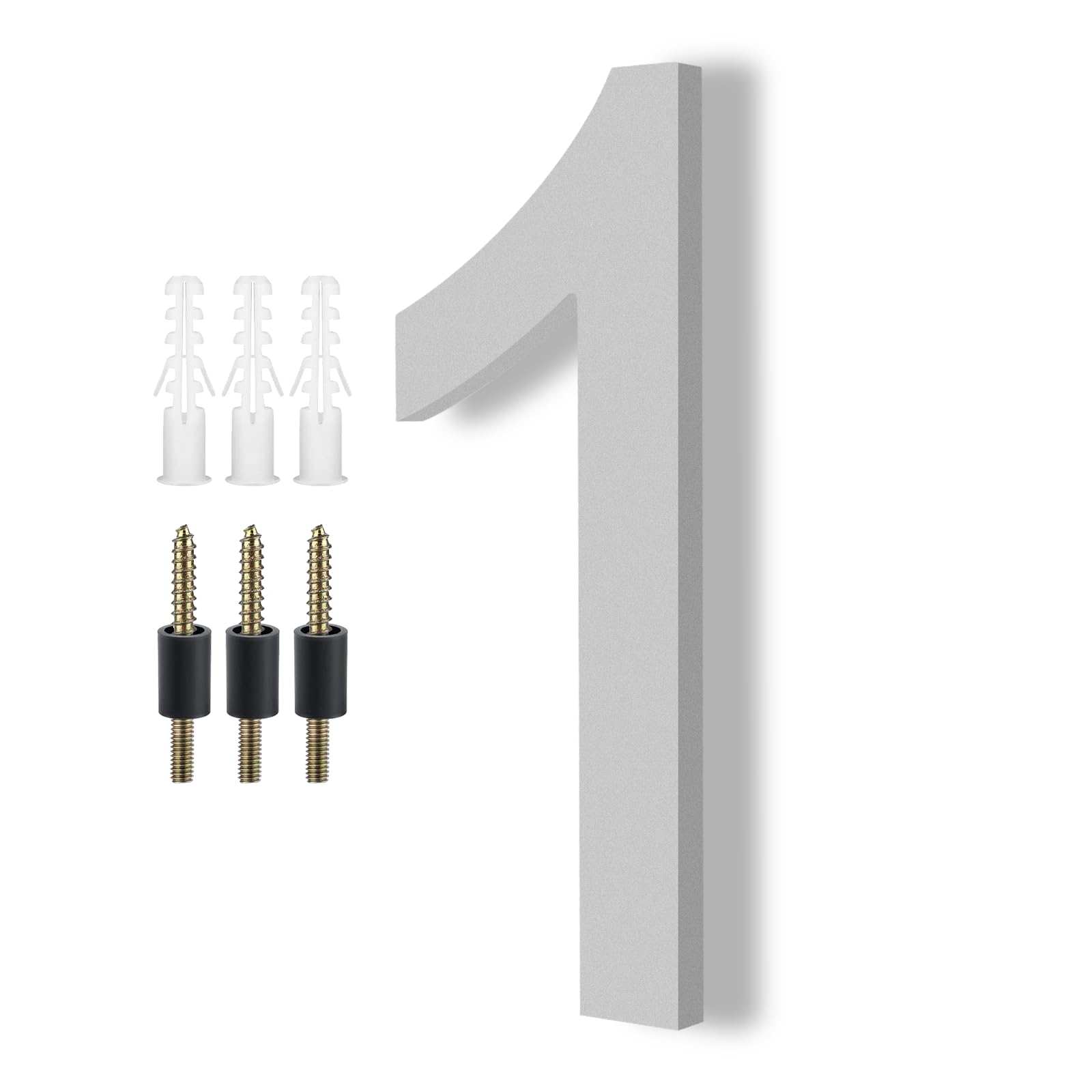 DEWEL 8 Inch Floating House Numbers, Silver Address Numbers for Outside