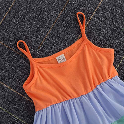 Toddler Kids Girls Summer Dress Rainbow Sleeveless Halter Beach Tutu Sundress One Piece3