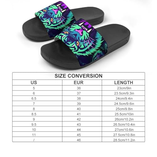 Neon Tigers with Scary Teeth Non Slip Slides Sandals for Women Men Quick Drying Shower Shoes for Bathroom Pool Beach2