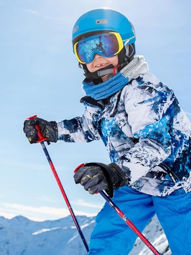 Image of SATINIOR 2 Pairs Kids Waterproof Winter Snow Gloves Ski Gloves for Boy Girl Outdoor Warm Thickening Snowboard