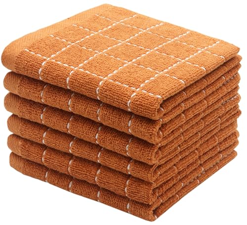 VeraSong Terry Dish Rags Cloths Orange Kitchen Dish Towels 12x 12 6 Pack