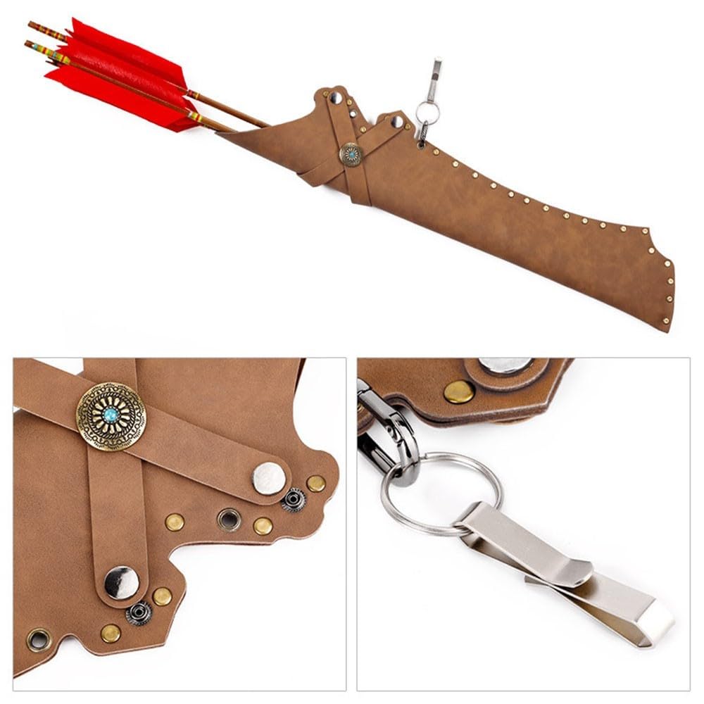MiOYOOW Faretra per Tiro con L'Arco, Borsa per per Frecce retrò Impermeabile in Pelle PU, Custodia Portatile per Allenamento di Tiro della Caccia