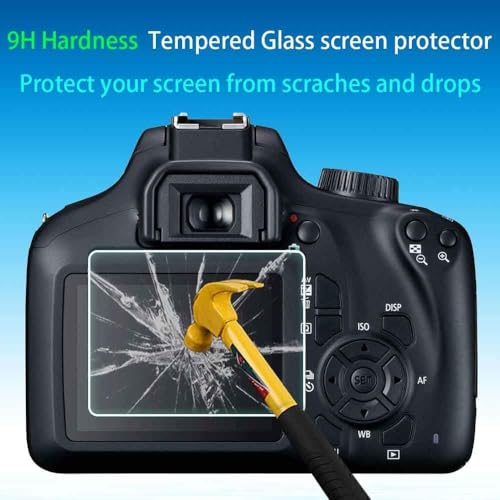 Image of M.G.R.J Tempered Glass Screen Protector for Canon EOS 3000D / 4000D Rebel T100 Digital SLR Camera (Transparent)