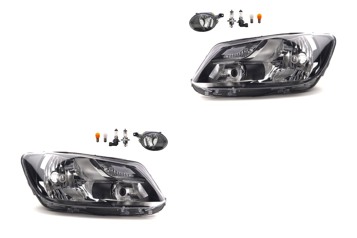 Johns, Juego de faros delanteros halógenos para VW Caddy III 2K 09/2010-05/2013 H4 izquierda y derecha + faros antiniebla + bombilla