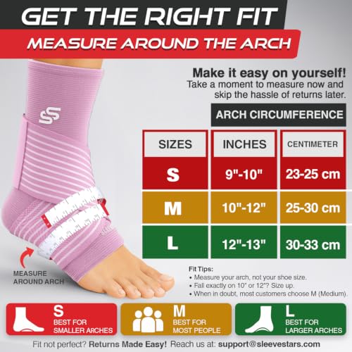 Image of Sleeve Stars Ankle Brace for Women & Men, Ankle Wrap for Sprained Ankle, Compression Sleeve for Plantar Fasciitis Relief, Easy Customizable Support: w /Removable Strap (Single /L:12 inch-13 inch /Baby Pink)