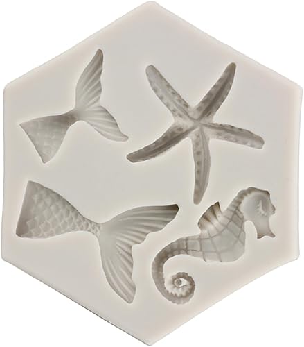 Miniatura 8 de Molde de silicona para pastel con temática de sirena, molde de silicona para estrella de mar, para decoración de pasteles, decoración de cupcakes,