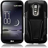Lg G Flex Black/Black T Kickstand Hybrid Cover Hard Gel Case + Free Screen Protector from [ACCESSORY ARENA]