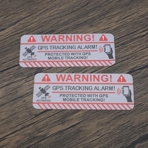 Image of ECSiNG 20pcs GPS Tracking Alarm Sticker 7.5 x 3 cm Self-Adhesive Vinyl Warning Sticker Indoor and Outdoor Use Theft Protection Adhesive Sticker (Rectangle)