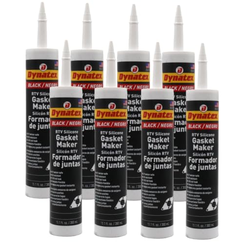 Image of Dynatex Black RTV Silicone Gasket Maker 10.1oz Caulk Tube - Oxygen Sensor Safe, OEM Specs, 500F Hi-Temp, Oil /Water Resistant, Made in the USA (8-Pack)