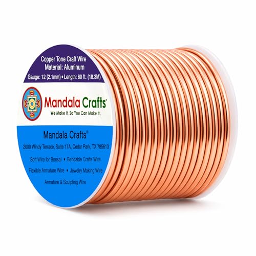 Mandala Crafts 12 Gauge Anodized Aluminum Craft Wire for Jewelry Making - 60 FT Colored Flexible...