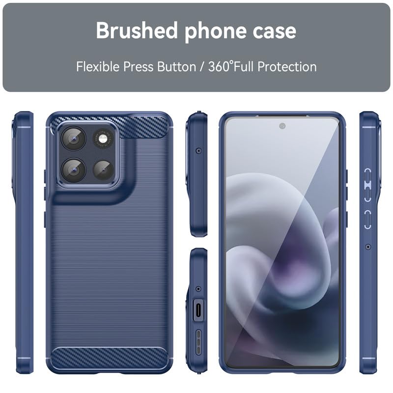 Image of Hybrid Carbon Fiber Back Case for Motorola Moto G86 Power 5G / G86 5G (Blue)