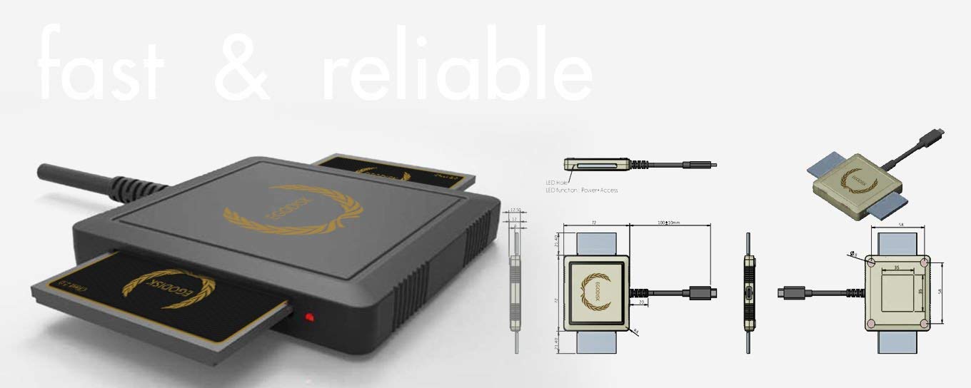 EgoDisk Dual CFast 2.0 Reader (Data Transfer Rate up to 10gbps | for Maximum Speed SuperSpeed use USB 3.1 Gen 2 or Thunderbolt 3 | USB Backward Compatible | Type-C )