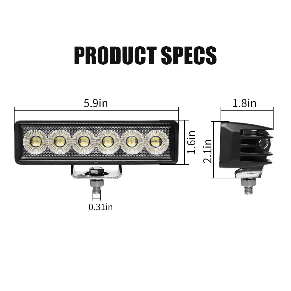 Exzeit 48W 6 Inch Light Bar, 4400 Lumens Flood Backup Light for Tucks, Single Row Off Road Driving Fog Lights for Golf Cart Roof SUV ATV 4WD Car, E-Bike Auxiliary Headlight, 12V/24V