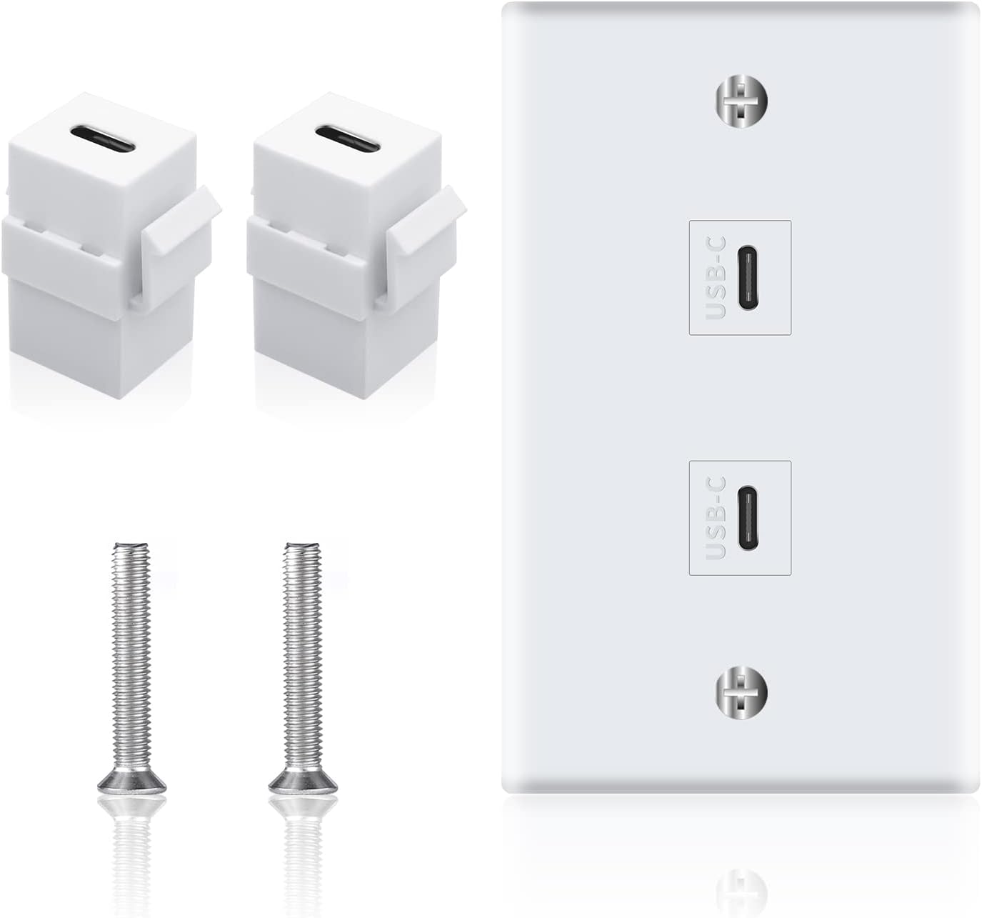 Poyiccot USB C Wall Plate, 2Port Type C USB Wall Outlet