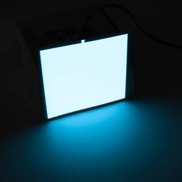 Flexible Led Panel,Electroluminescent Panel Sheet EL Tape Cuttable Soft for Mask Eye Cosplay Party Decor DIY-Continuous/Slow Flash/Fast Strobe 10x10cm Pale Blue, 10x10
