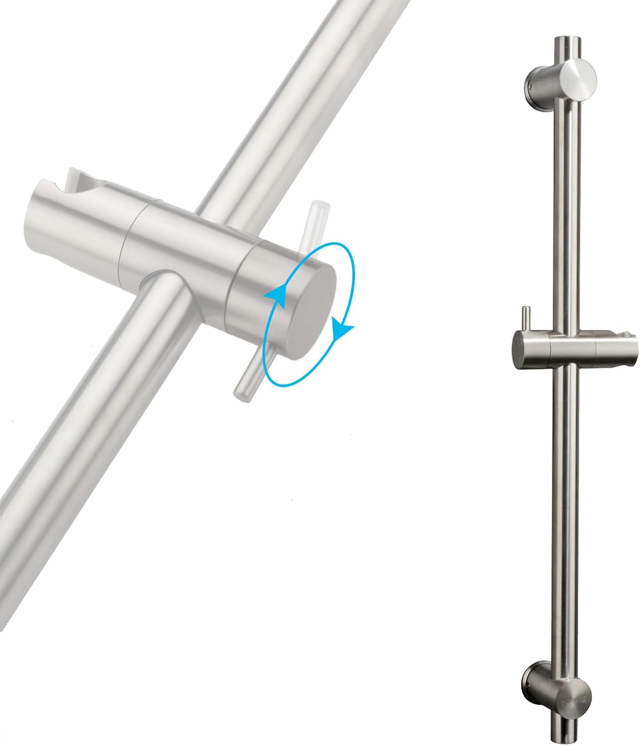 24 Inch Shower Slide Bar with Adjustable Shower Holder Wall Mount Sliding Bar Stainless Steel Wall Mounted Shower Slide Bar with Adjustable Shower Head Holder, Brushed Nickel