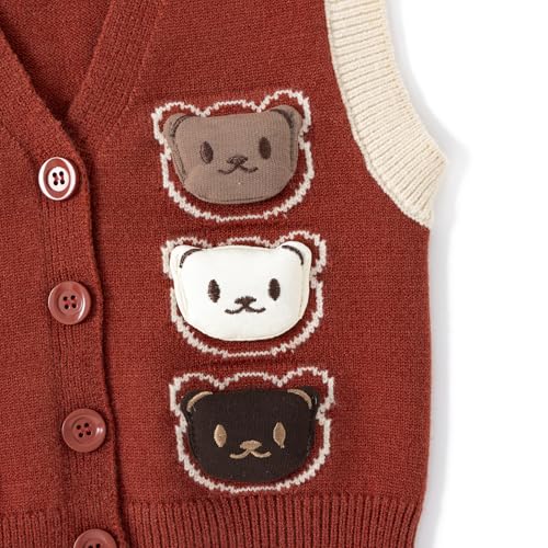 Sweater Vest Adorable Three Bears Design Toddler Sleeveless Cardigan with Pocket4
