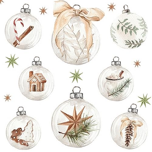 20 guardanapos de Natal em bolas como decoração de mesa - guardanapos de papel com design - também para Decoupage (33 x 33 cm)