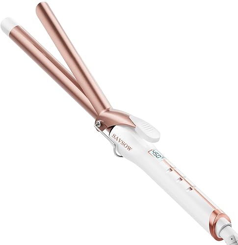 SAVSOW Rizador de 34 pulgadas, varita rizadora de barril largo para cabello corto y largo, rizador de pelo de doble voltaje con turmalina de cerámica
