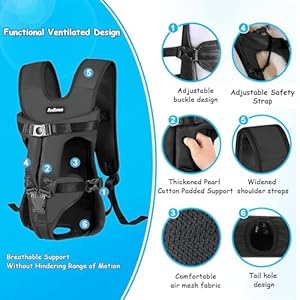 PetBonus Pet Front Dog Carrier Backpacks, Adjustable Dog Backpack Carrier, Legs Out Easy-fit Dog Chest Carrier for Medium Small Dogs, Hands Free Dog Front Carrier for Hiking, Cycling (Black, S) PetBonus Pet Front Dog Carrier Backpacks Adjustable Dog Backpack Carrier Legs Out Easy fit Dog Chest Carrier for Medium Small Dogs Hands Free Dog Front Carrier for Hiking Cycling Black S