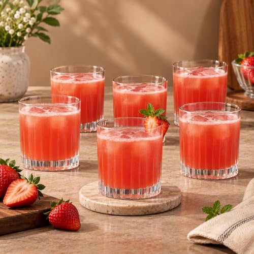 Image of WRINGO 280ml Italian Premium Juice Glasses and Transparent Water Glass Medium Size Tumbler Glasses for Drinking Water and Cocktails, Diamond Design Glass Water Set of 6 (Elegant, Set of 6)