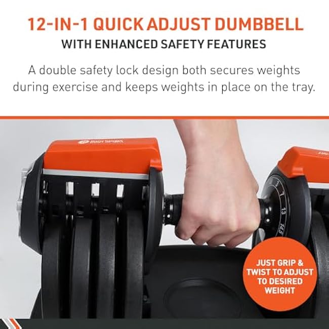 BodySport 40 Pound Adjustable Dumbbells ¨C Includes 12 Free Weights, Ranging from 3 to 40 Pounds, Ideal for Home Gym Workouts and Weight Training