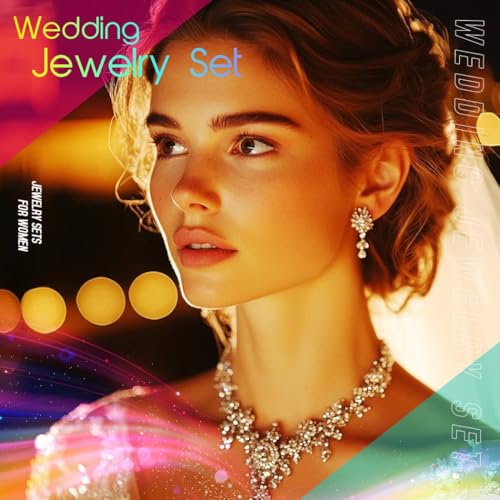 Aukmla Rhinestones Bridal Wedding Jewelry Sets Sparkly Necklace Earrings Bracelet Set Prom Formal Jewelry for Brides and Women4