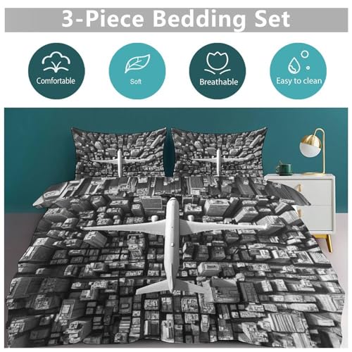 Funda nórdica de avión 135x200 con dos fundas de almohada para cama infantil 6