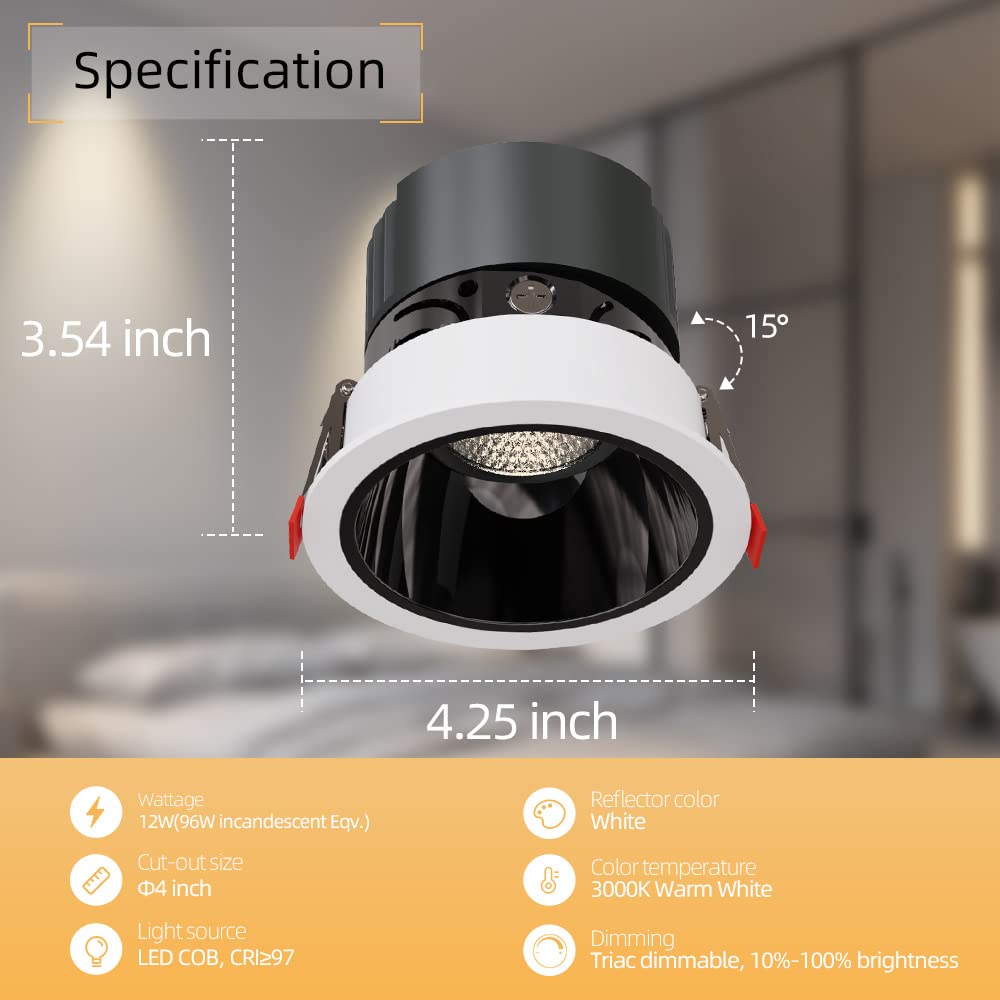 Natural White LED Lights Aisilan 3-inch Recessed LED Downlight ...
