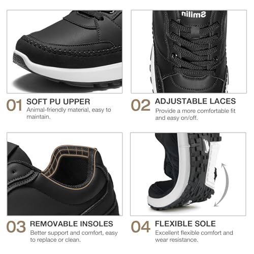 SMILIN Men's Casual Dress Sneakers, Non Slip Wide Walking Sneakers for Daily Comfort, Vegan Leather Tennis Shoes for Men3