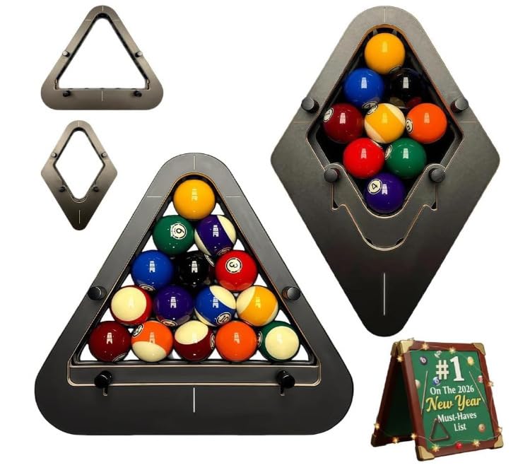 Magic Rack Pool Rack - Precision-Engineered Solid Wood | 8/9-Ball Triangle/Diamond for Pool Table, Adjustable Billiards Accessory