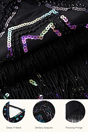 BABEYOND 1920s Flapper Dress V Neck Sequin Beaded Dress Roaring 20s Gatsby Fringe Party Dress4