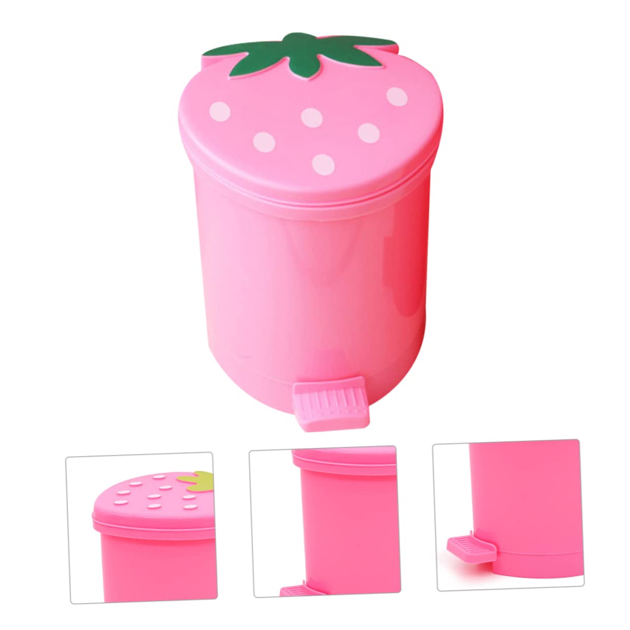 TIDTALEO Poubelle Rose Mini Conteneur Fruits Fraise Litière Enfants PP Pinceau Maquillage Mignonne