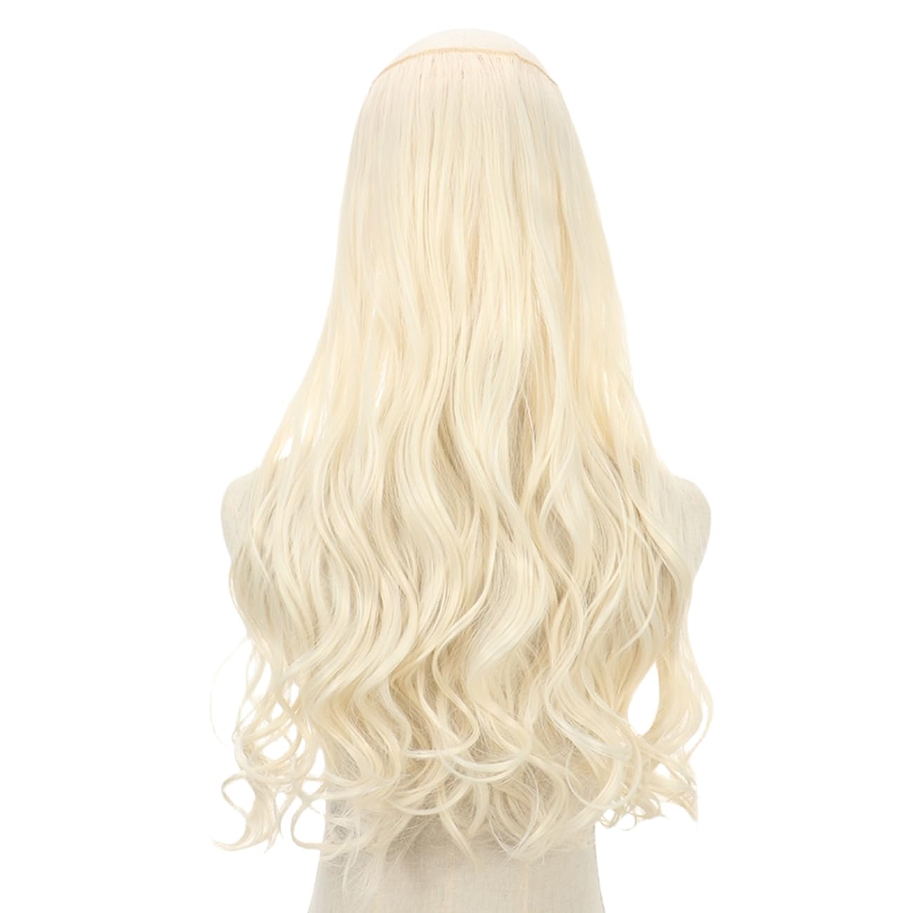 prinfantasy Hair Pieces Hair Extension Long 22 inches Resistant Fiber Soft Platinum Blonde Hair Fiber Line Metal buckle Adjustable Invisible Wavy Hairpieces for Women MW235 - Image 4