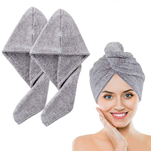 2 Pack Ultra-Fine Microfiber Hair Drying Towels Thicken Lengthen - Original Magic Instant Hair Dry Wrap for Women Super Absorbent Quick-Drying Hair Towel