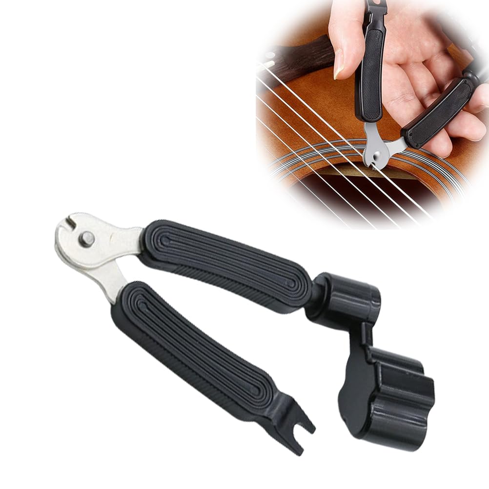 3-en-1 Enrouleur De Corde De Guitare Multifonction – Coupe, Enroule Et Tire Les Broches (Lot De 2, Noir)