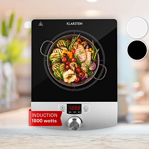 Klarstein Plaque Induction 1800W, Plaque de Cuisson Electrique à Induction, 1 Feu, Céramique, Contrôle Tactile, Rechaud Electrique Puissant