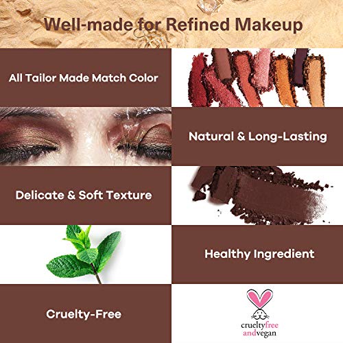 LUXAZA Smoky Eyeshadow Palette Browns 12 Colors Matte & Shimmer with Eyeliner & Brushes,Color-match & Pigmented & Soft Professional Makeup Kit - Brown