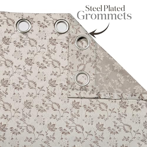 Image of Yellow Weaves 1 Pc Jacquard Botanical Eyelet Window Curtain - Perfect for Home, Office, Bedroom, Living Room & Balcony - 5 Feet (Brown)