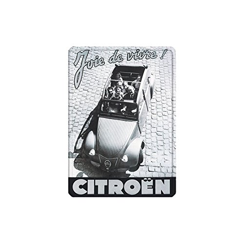 Éditions Clouet 29376 - Petite Plaque métal 15x21 cm Citroen - 2 CV Joie de Vivre