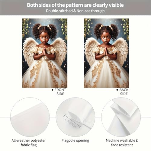 Image of BlissYard Christmas Angel Garden Flag 12x18 Inch Polyester | Double sided polyester, Christmas praying angel gold dress design, faith inspired decor for holiday porch and yard