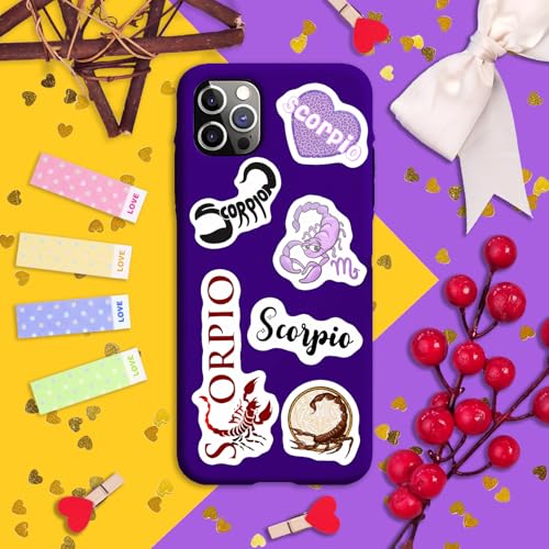 Image of 100Pcs Laptop Stickers Scorpio (Zodiac) for Water Bottle and Laptop - Scorpio Party Favors & Decorations, Waterproof Vinyl Astrology Decals, Gifts for Women & Men