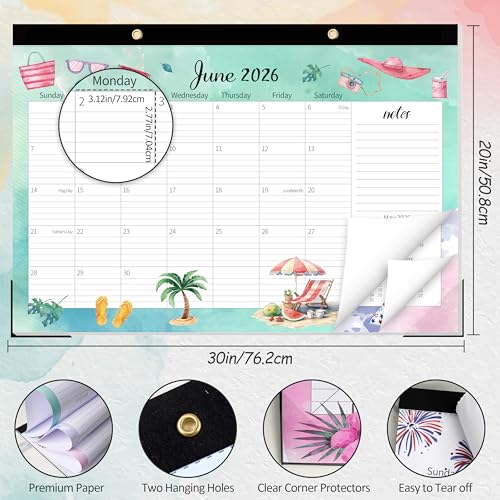 Image of GuassLee Large Desk Calendar 2026-2027, 19 Months, 20 inch x 30 inch