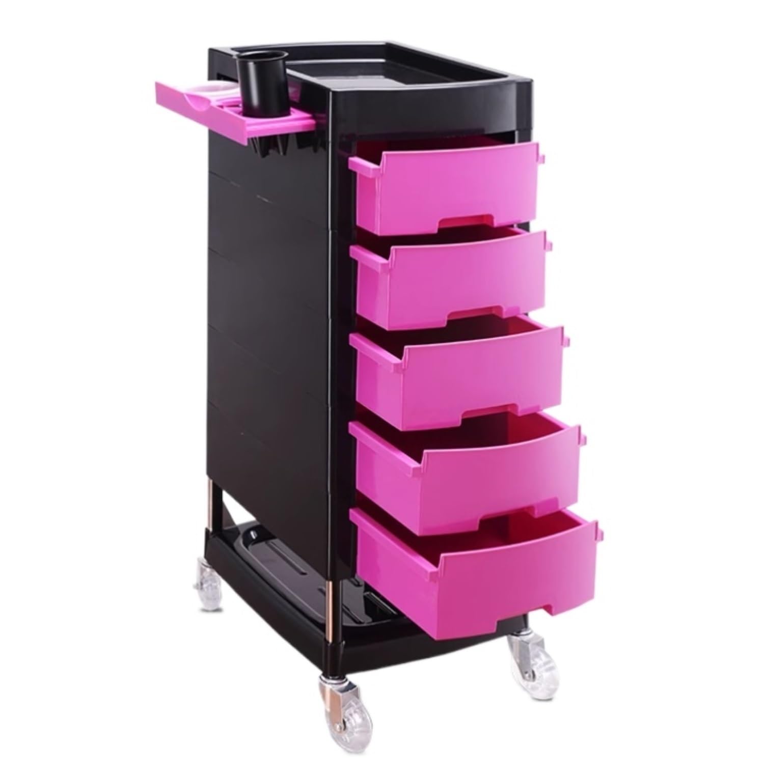 Hair Salon Storage Tool Cart With Wheels Station For Hairdressing 5 Layer For Barber Shops(Pink)