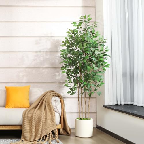 Soguyi EAN-DBPDGLTRS1.8M-1 Ficus Artificial Tree 6Ft Fake Silk Plant For Home Decor Indoor thumb #1