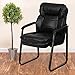Flash Furniture Isla LeatherSoft Executive Side Reception Chair with Padded Arms and Sled Base, Upholstered Side Chair for Living Room/Office, Black